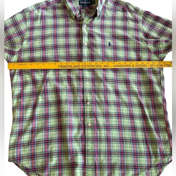 Lauren Ralph Lauren Blake Men’s Green Plaid Short Sleeve Button Shirt In Size XL - Picture 11 of 11